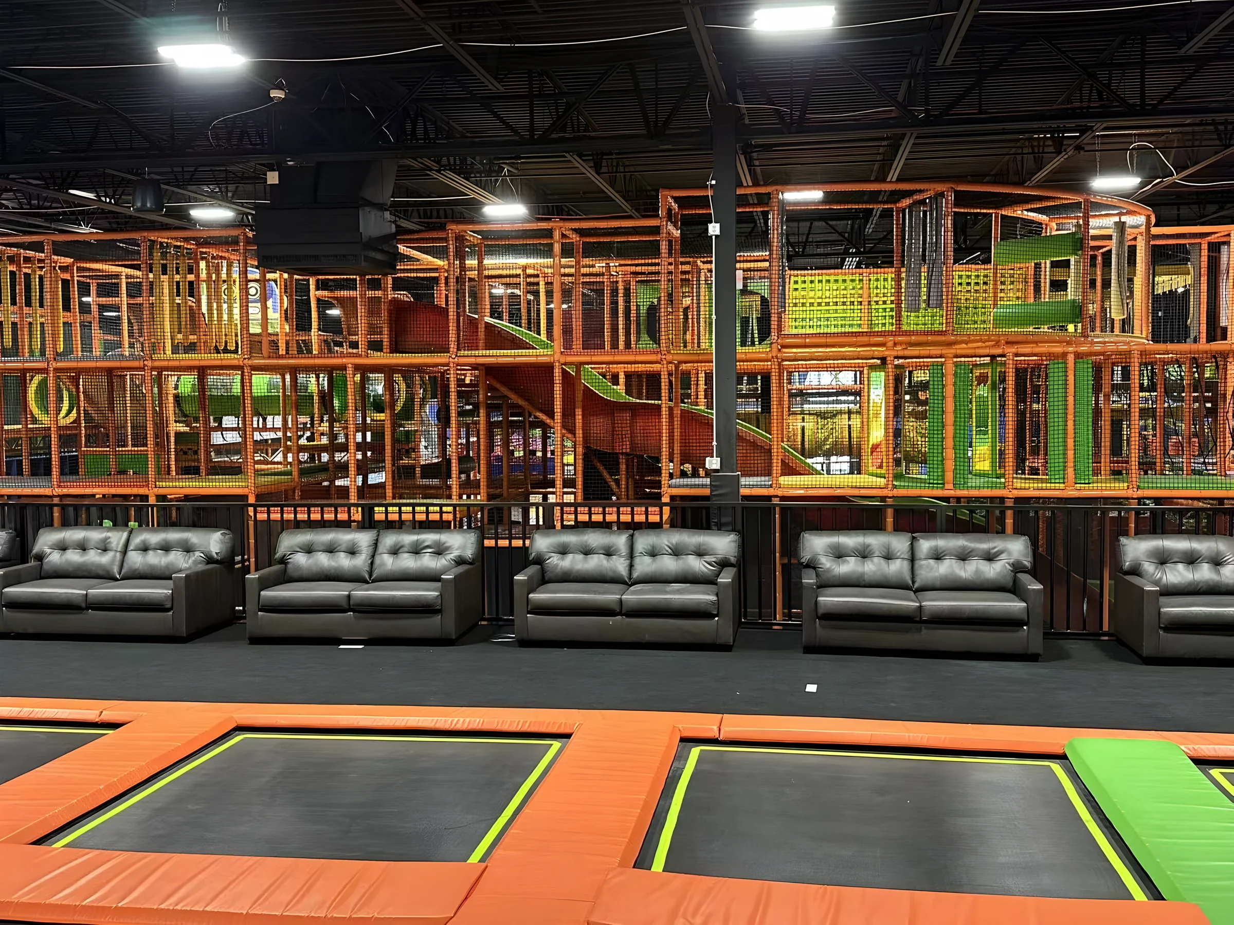 Kids indoor playground with parent seating at Nova Adventure Park Cincinnati